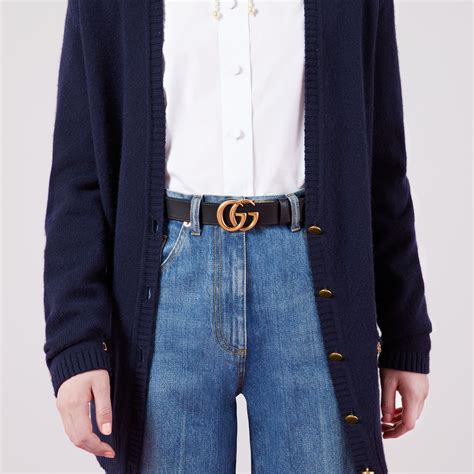 GG Marmont reversible belt in black leather 